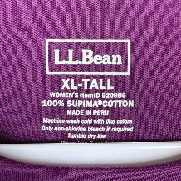 L.L. BEAN Maroon Pullover Long Sleeve Tee Shirt NWT / Women's XL Tall - Picture 11 of 12